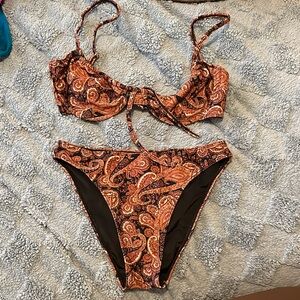 Faithfull the Brand Paisley Bikini - Orange & Black